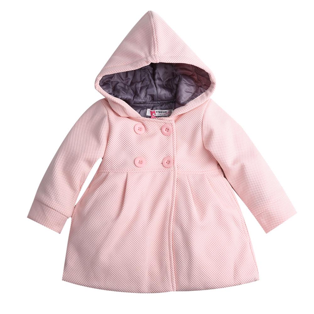 Herfst Winter Baby Kleding Leuke Baby Pea Jas Snowsuit Jacket Mooie Peuter Baby Meisje Warme Wol Blend Hooded Bovenkleding: Roze / 2T