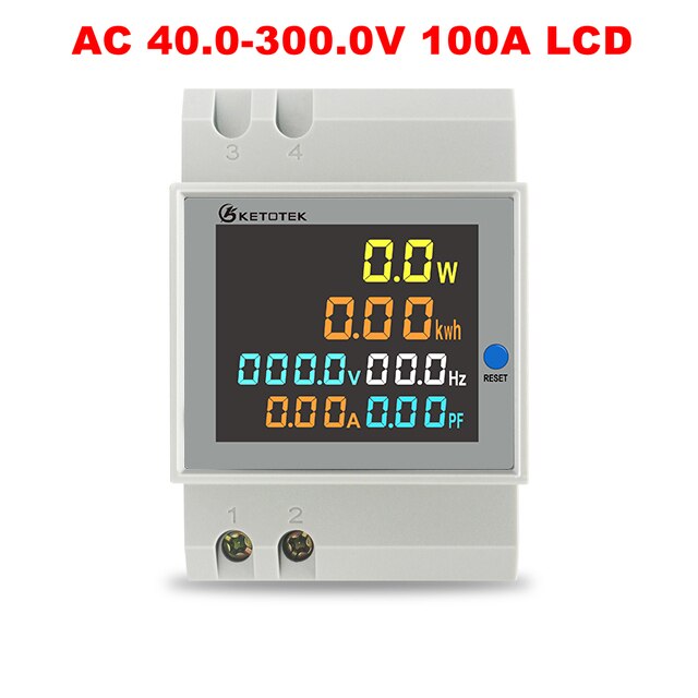 Din-Rail Ac Monitor Wattmeter Led Actieve Power Factor Elektrische Energie Meter Voltmeter Amperemeter Ac 80-300V 250-450V 0-100.0A: AC 40-300V LCD