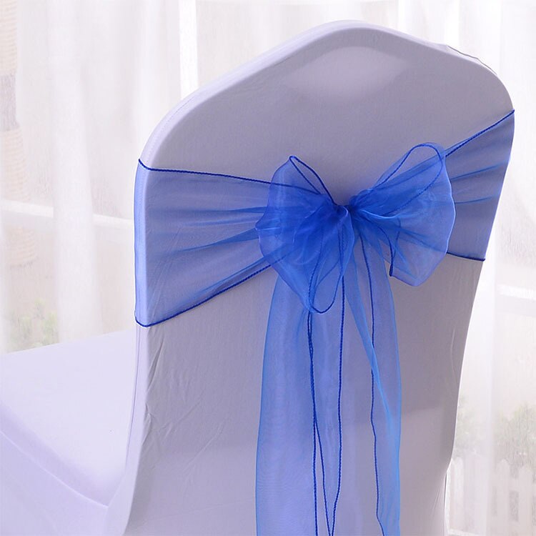 25 stk/parti lyserøde organza stole-sasher bryllup stol dekoration bånd slips sløjfe til betræk banket bryllupsfest begivenhed mintgrøn: Søblå