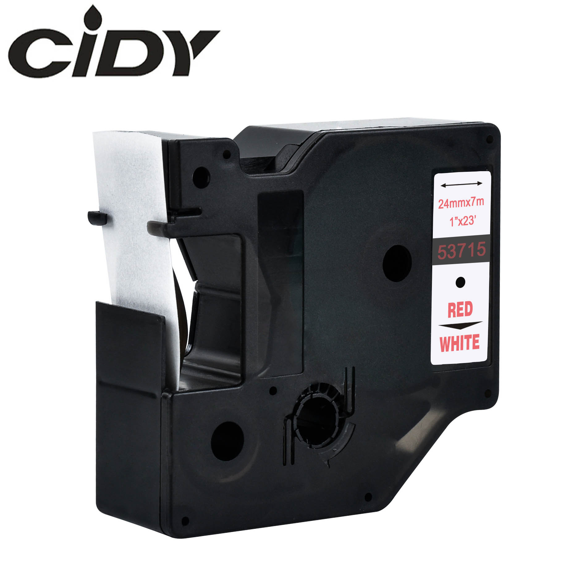 CIDY 1pcs 53713 53718 53710 Compatible 24MM black on white Dymo D1 Label Ribbons for Dymo Label Manager LM160 LM280 210 Dymo PNP: red on white