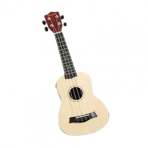 Ukelele soprano de madera de 21 pulgadas, instrumento musical de Bajo soprano para principiantes, cuello de guitarra exquisito de 4 cuerdas, para niños: Log Color
