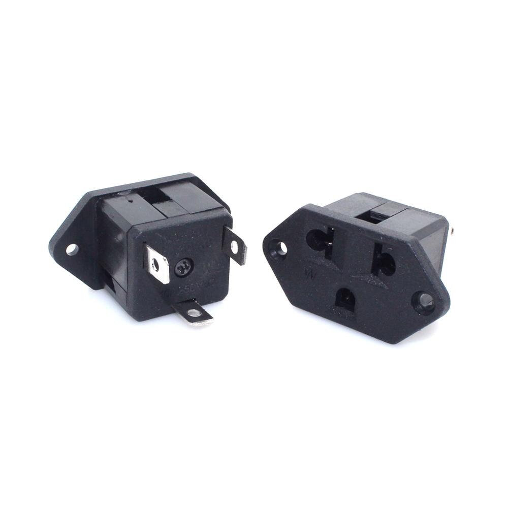 US Panel Mount Outlet Power Connector Industrial Female Socket AC Electrical Embedded Panel Receptacle Socket Black 10A 250V