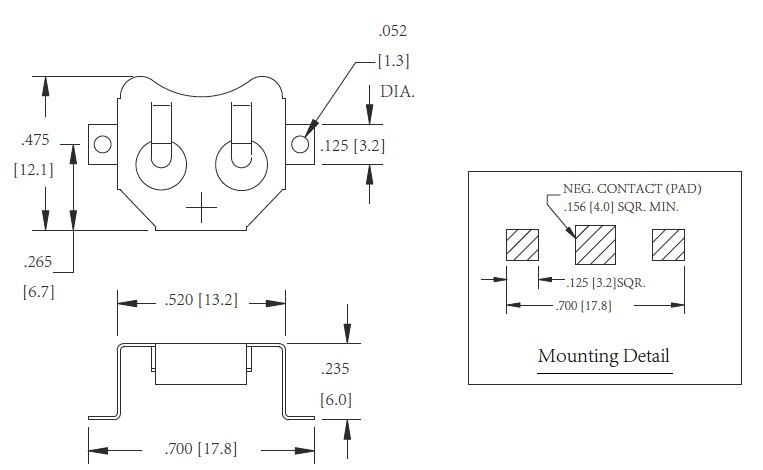 10 STKS/PARTIJ SMT Type Knoopcel Houder voor LR44, SR44, AG13, L1154, 303,357, MS76 Batterij TBH-LR44-M01