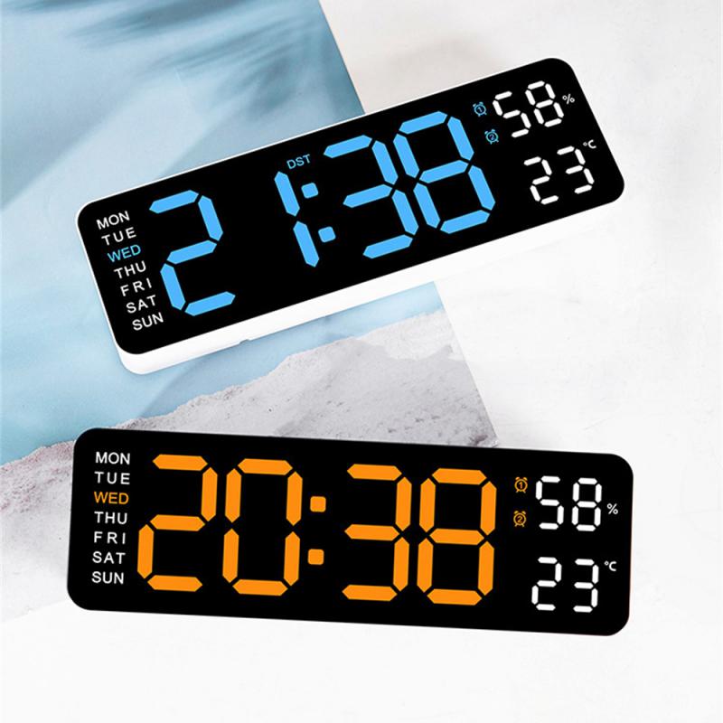 LED-Digital-Wanduhr, großes Anzeige, batteriebetriebener Wecker mit Temperatur, Datum, Woche, Schreibtisch und Wanduhr, Часы Espero