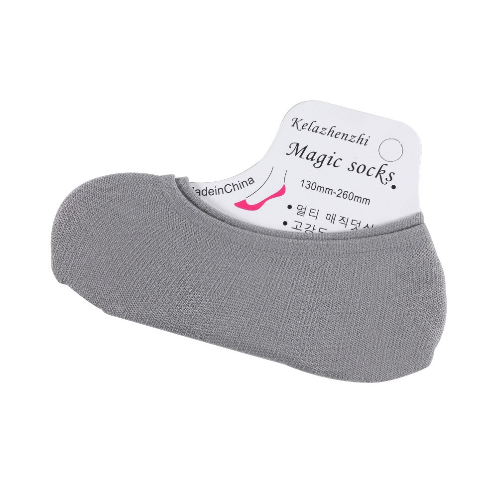 Onzichtbare katoenen sokken voor dames, antislip, loafer voering, enkel, laag, vrouwelijk, onzichtbaar, kleur, voor meisjes, kousen: Grijs