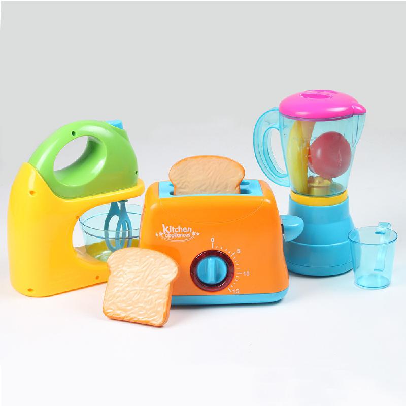 Simulation Appliances Kitchen Mini Blender Toaster Mixer With Led Pretend Play Toy Children Play House Baby Girls Kids Toys