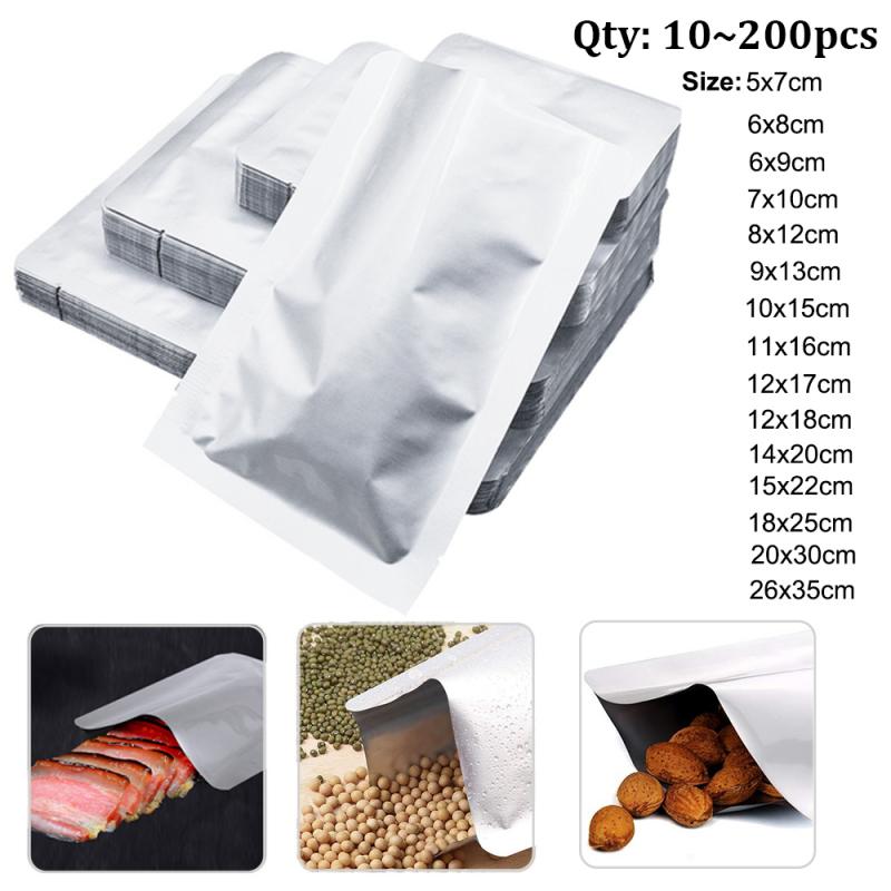 Silver Pure Aluminum Foil Package Bag Coffee Sugar Pouches Open Tops Heat Seal Vacuum Mylar Foil Bags for Spice Powder Storage