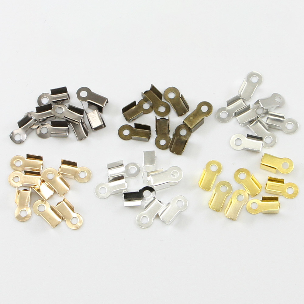 Fermoirs à crique, embouts de cordon, ruban de ficelle, pointe de Clip en cuir, connecteurs de perles à sertir pliables pour la fabrication de bijoux, fournitures de travaux manuels, 200 pièces/lot
