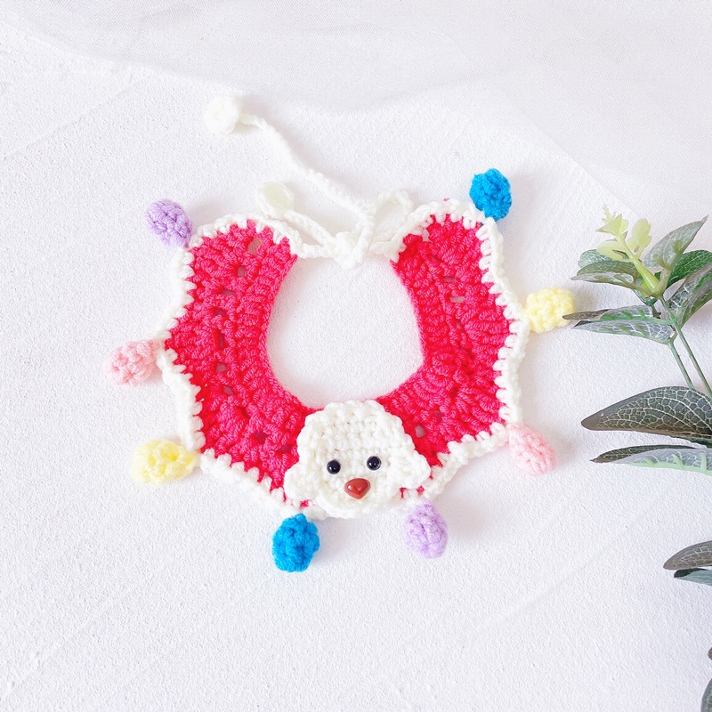 Collier à bavette crocheté pour chien, chat bleu, Bandana, accessoires pour chat, chat, chat, chat, chat, chat, chat, chat, chat, chat, chat, chat: sheep / S20cm and15cm string