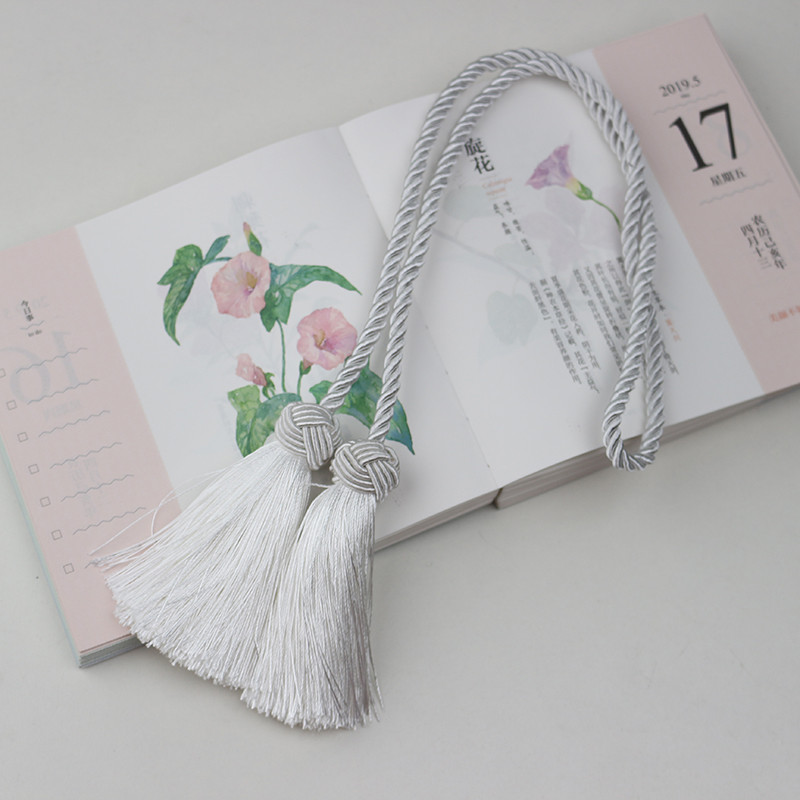 Curein – embrasses avec 2 glands à tête, Clips pour rideaux, attaches en corde, accessoires décoratifs pour la maison, 1 pièce: WHITE