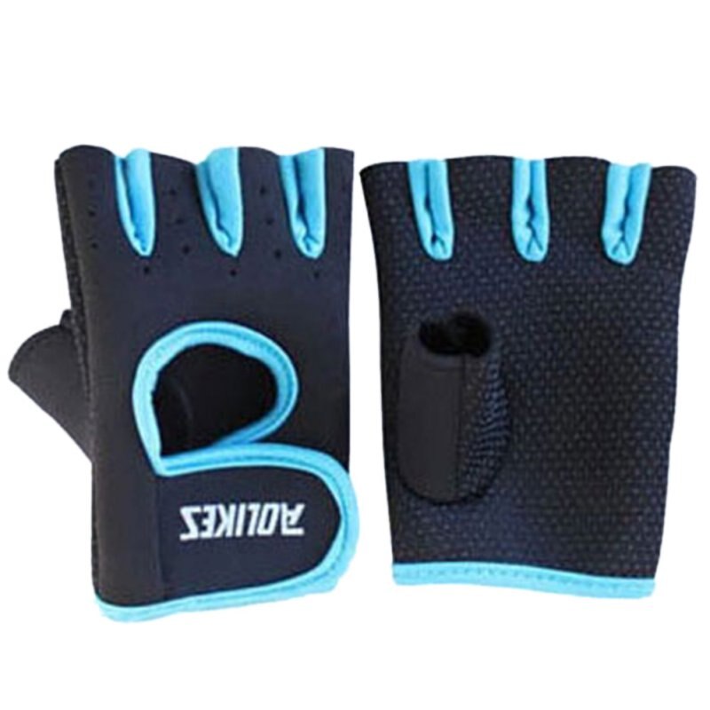 1 Pair Sport Exercise Half Finger Gloves Weight Lifting Cycling Fitness Gloves GYM Workout: Blue / L