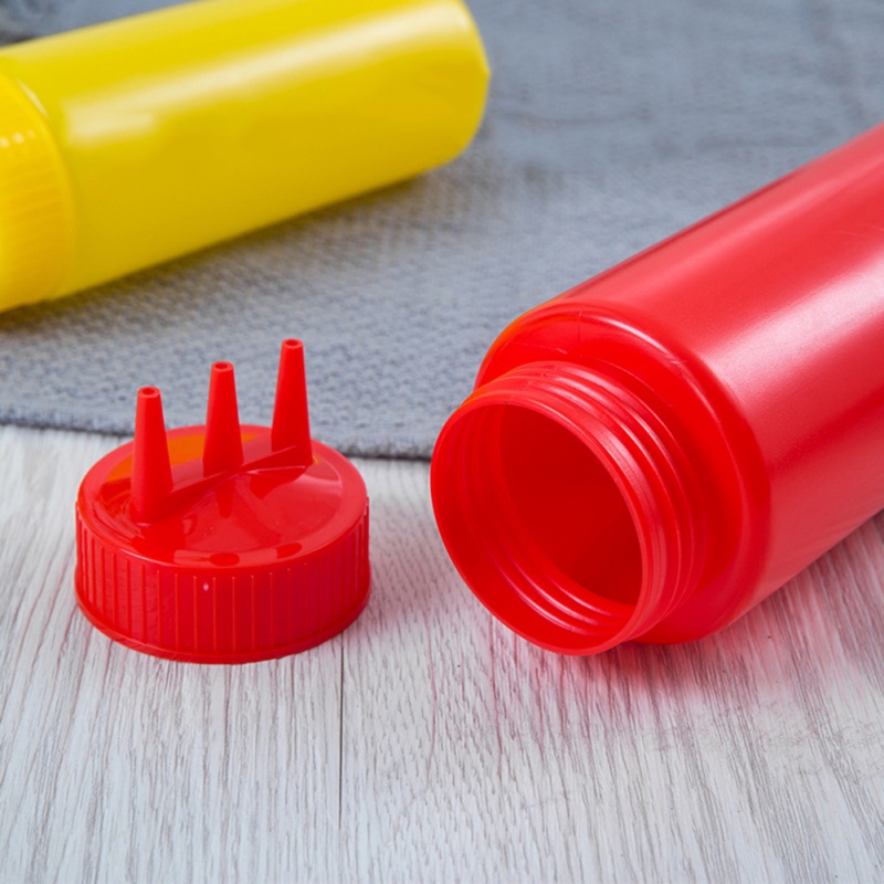 Plastic Sauce Squeeze Bottle With Three Holes Household Kitchen Tool Yellow White Red