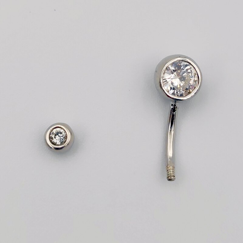 925 Sterling Zilver Belly Button Bar Navel Ring Body Piercing Sieraden