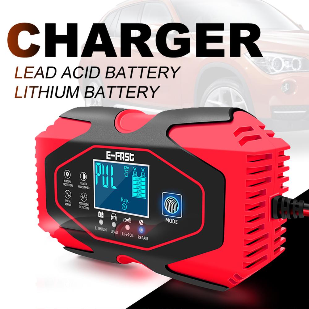 Auton akkulaturi 12v/6a - 24v/3a lcd-näyttö lataus lyijyakku litiumakkulaturi ja korjaus auton akun lataus