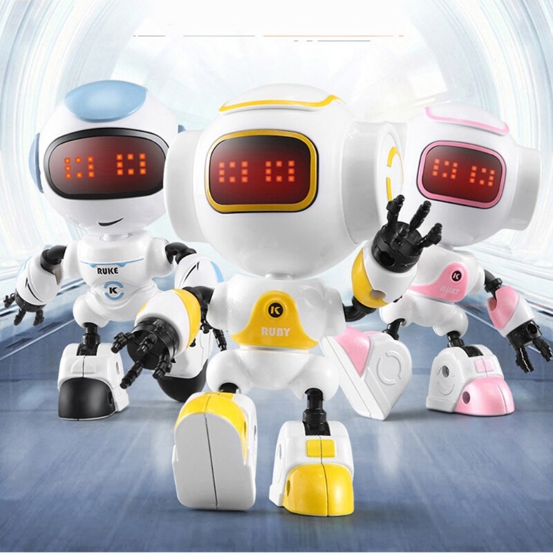 Mini Robot eléctrico con Control táctil para niños, juguete de aleación con ojos LED,