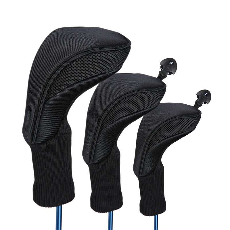 Black Golf Head Covers Driver 1 3 5 Fairway Woods Headcovers for Golf Club Fits All Fairway and Driver Clubs 3Pcs