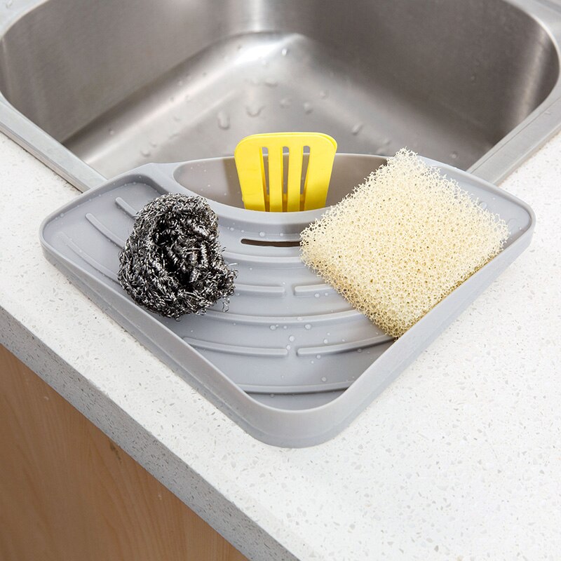 Kitchen Sink Caddy Sponge Holder Scratcher Holder Cleaning Brush Tray Sink Organizer