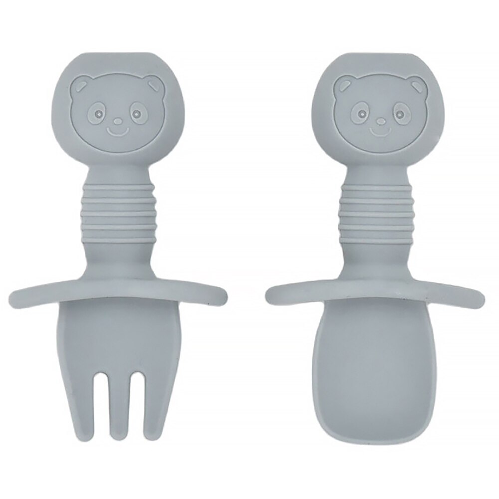 Siliconen Kinderen Plaat Baby Bestek Set Bpa Gratis Kids Servies Doseren Kom Peuter Servies Sectionele Voedsel Kom: Gray