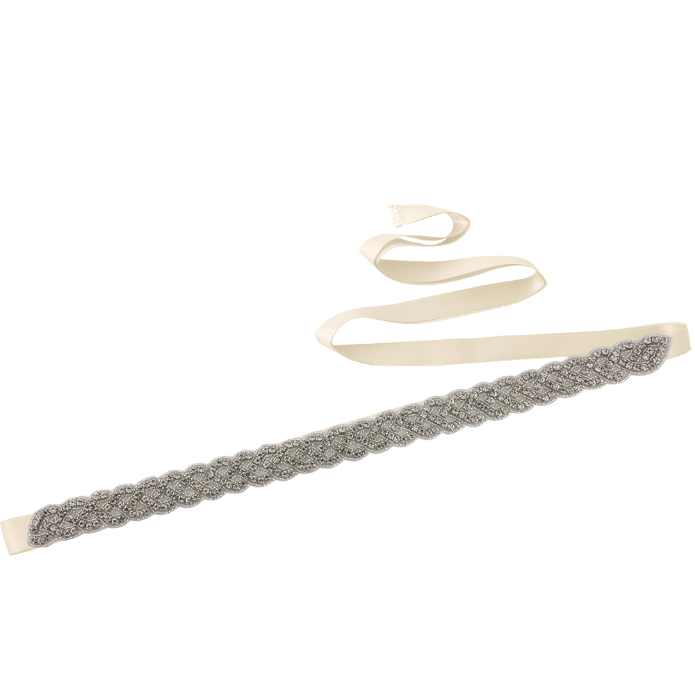 TRiXY S216-S atemberaubend Strass Gürtel Braut Gürtel Brautjungfer Gürtel für Kleid Hochzeit Kleid Gürtel Bling Gürtel für Frauen Taille Band: Elfenbein