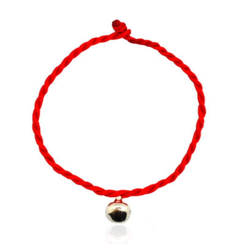 1PC Red Rope Bracelets Weave Rope Chain Lover's Unisex Couple Simple Boys Handmade Kids With Bell Girls Lucky