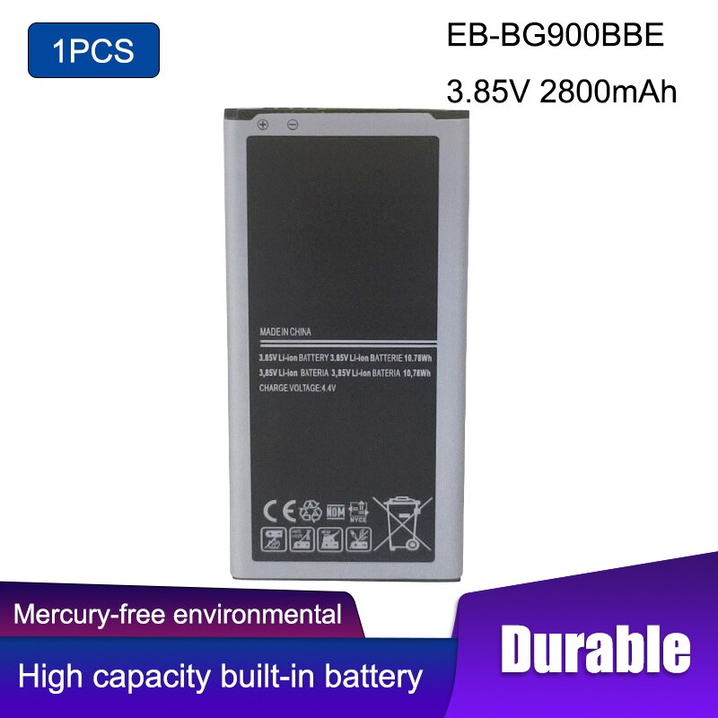 Batterie de téléphone pour Samsung Galaxy S5, 2800mah, S 5 EB-BG900BBC EB-BG900BBE SM-G900 G900 G900F G900S G900F, 1 pièce: Default Title