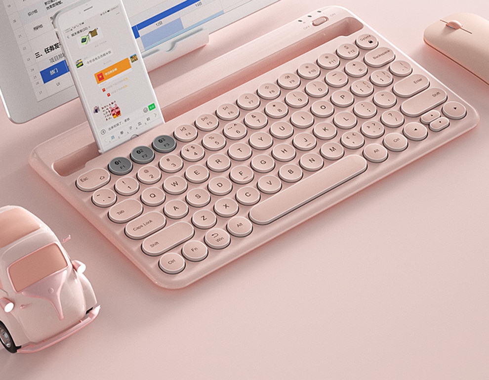 Jelly Comb Wireless Bluetooth Keyboard for Tablet Phone Laptop Multi-device Rechargeable Bluetooth Keyboard for iPad Candy Color: Pink keyboard