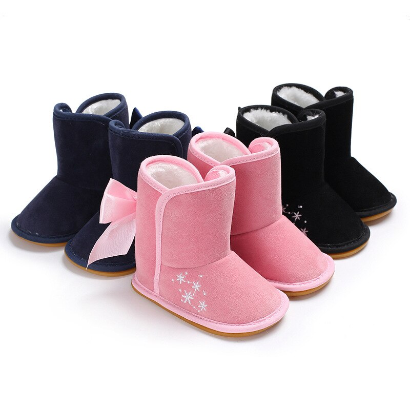 Luipaard Baby Snowboots Pu Leer Dikke Warme Pasgeboren Meisje Winter Schoenen Cartoon Pluche Bows Non Slip Baby Peuter Eerste wandelaars