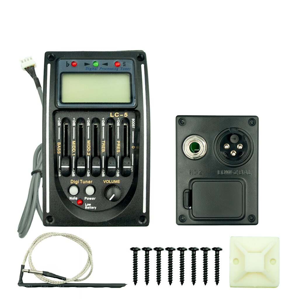 Acoutic Guitar Pickup Preamp LC-5 5 Bands EQ Equalizer Acoustic Guitar Preamp EQ Equalizer Tuner Piezo Ceramic Pick-up