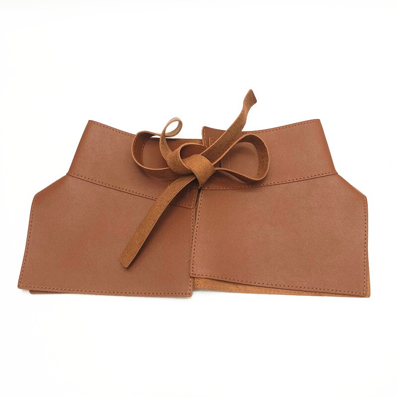 Women Peplum Belt Female Skirt Leather Waist Belts Ladies PU Black Bow Wide Harness Dresses Waistband: Brown