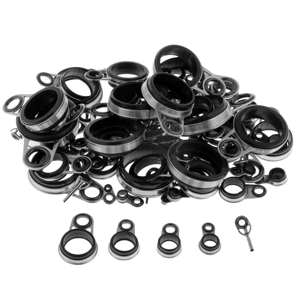 MagiDeal 78pcs Fishing Rod Guides Top Tips Ring Spinning Telescopic Casting Rod Guides Firmly Mount 0.8mm-8.3mm -Mixed Size