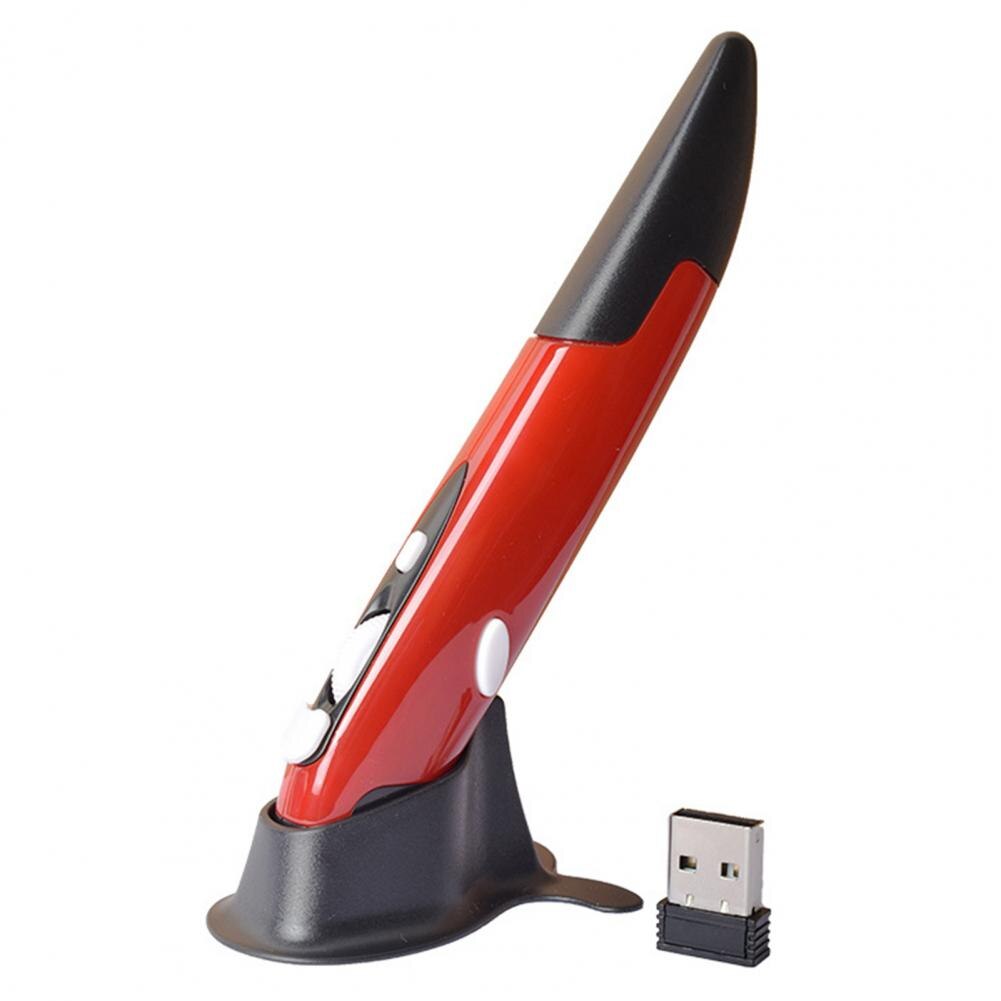 Wireless Mouse Pen 2.4G DPI Adjustable Portable Vertical Pen-shaped Stylus for Computer: Red