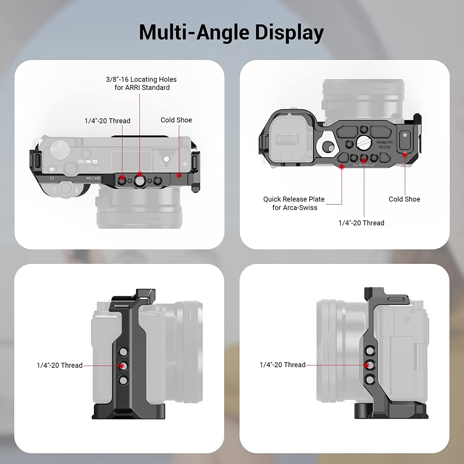 Smallrig Sony ZV-E10 Camera Kooi Met Siliconen Handvat En Lederen Case Bodemplaat Kit Voor Sony ZV-E10 3538