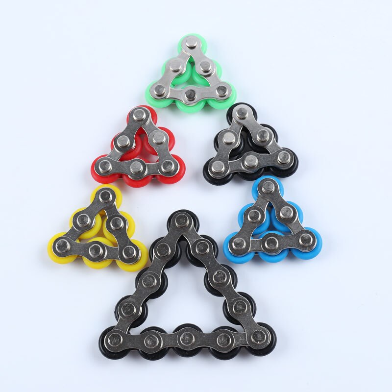 Six Roller Chain Novelty Bike Chain Fidget Toys for Pressure Relief Autism ADHD ADD Anxiety in Classroom Office School Portable