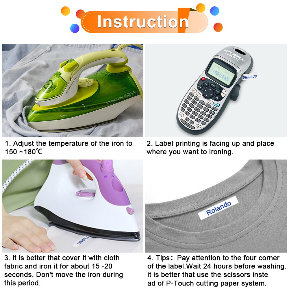 Dymo Labeling Machine Dymo Labeller Dymo LT-100H LT100H with 5PK Compatible Dymo Letratag Tape Iron on Fabric Label Tape 18769