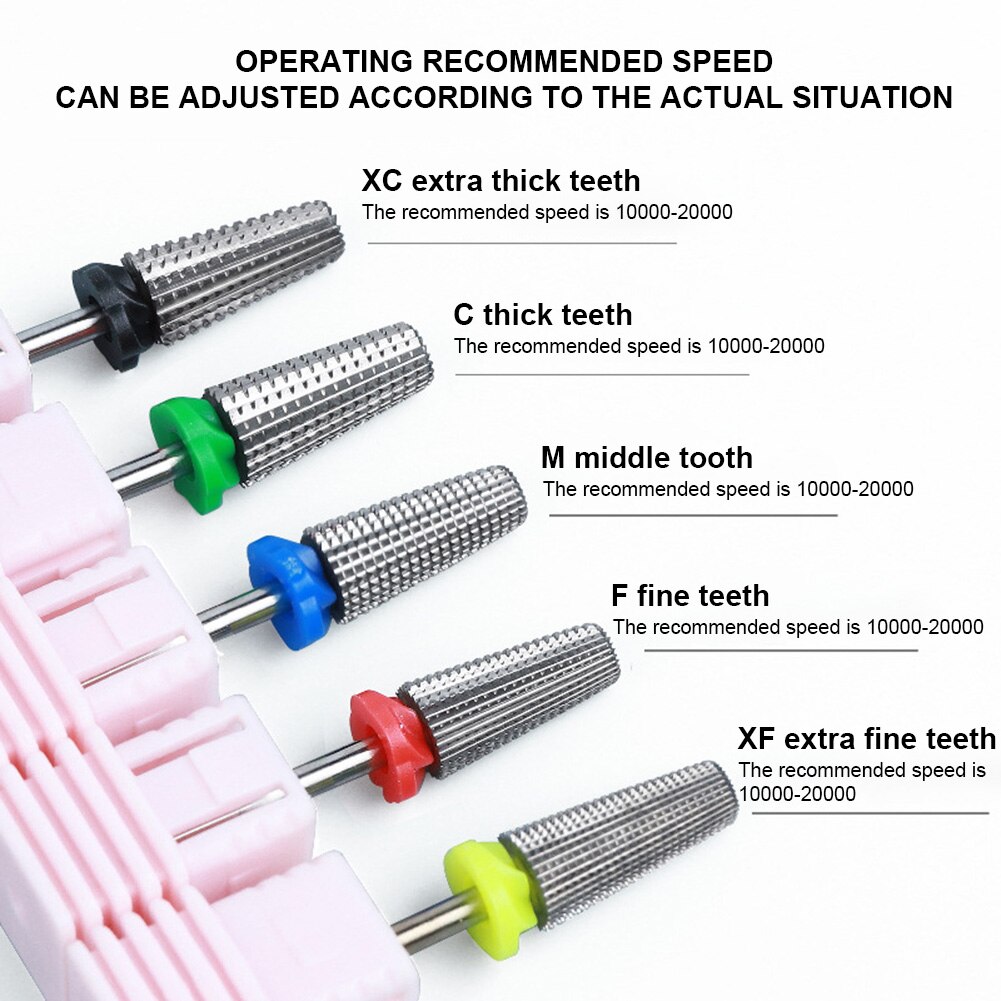 Brocas para uñas 5 en 1, removedor de cutículas de acrílico, broca de acero de tungsteno, herramienta de manicura y pedicura para salón de casa