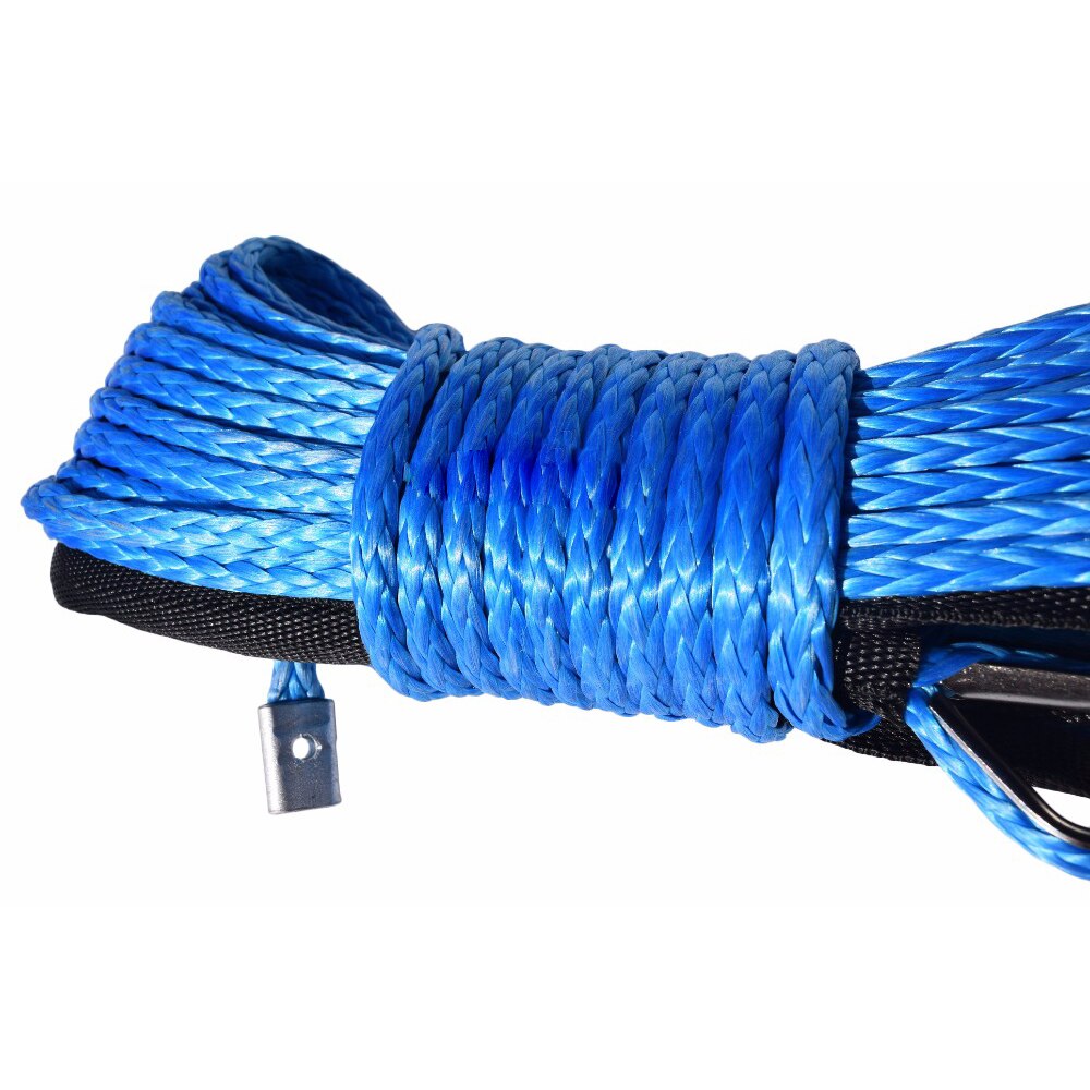 1/4" x 50' 7700LBs Synthetic Fiber Winch Line Cable Towing Rope With Sheath ATV UTV Blue Traction Rope Solid