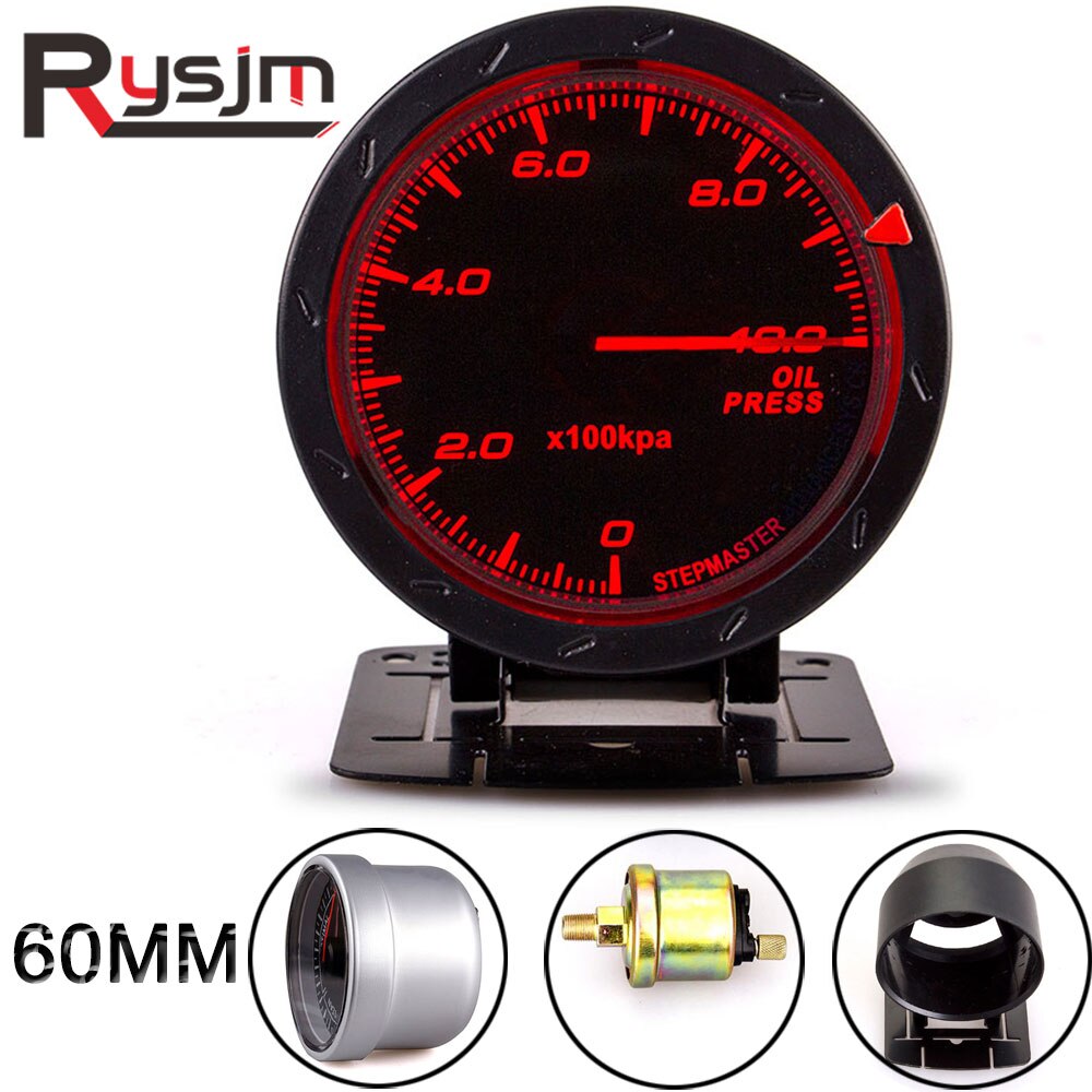 12V 60MM Auto Olie Manometers 0-10 Bar Oliedruk Sensor Met Rood & wit Verlichting auto meter olie druk brandstof druk auto