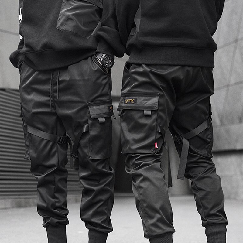 Pantalones Joggers de Hip Hop de otoño para hombres, pantalones Streetwear Cargo, monos, pantalones de negros, pantalones hasta el tobillo con bolsillos holgados