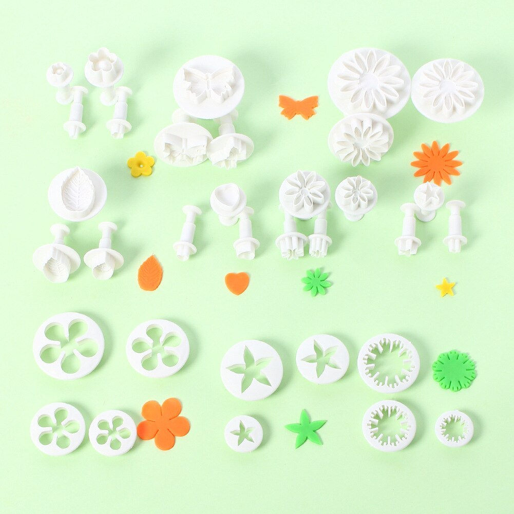 33Pcs Plunger Fondant Cutter Cake Tools Set Diy Plunger Cutter Biscuit Cookie Cakevorm Taart Decoreren Gereedschappen