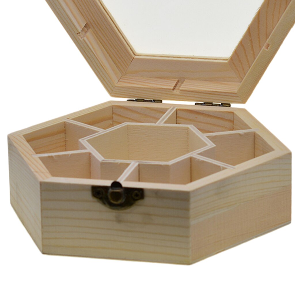 Unfinished Houten Opbergdoos Met Lip Moderne Organizer Met 7 Slots Voor Ring Armband Ketting Oorbellen Accessoires