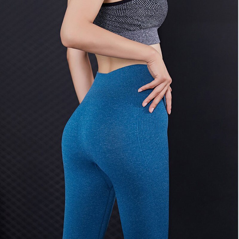 ghette A Vita Alta spingere su Elastico casuale ghette fitness Donne sexy Pantaloni per lo sport corpo edificio Corsa e jogging gambali: blu / M