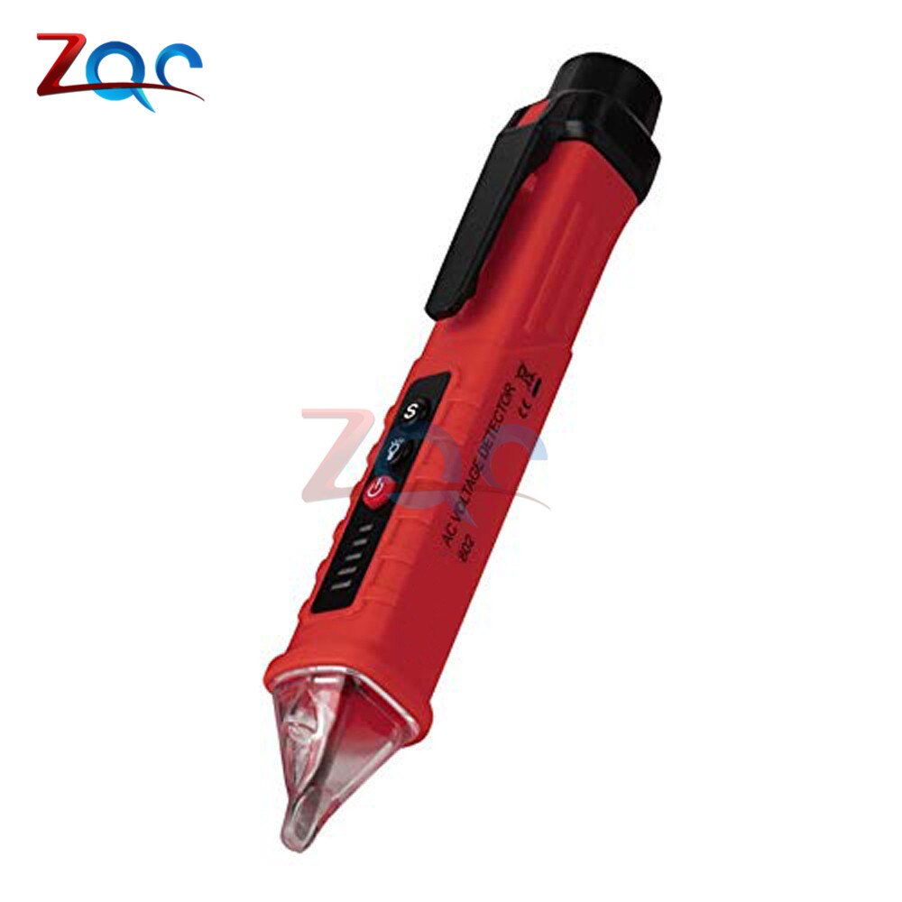 Led digitale 12v-1000v ac spanningsdetectoren contactloze stopcontact muurtester pen voltmeter meter volt stroom elektrische test potlood: Rood