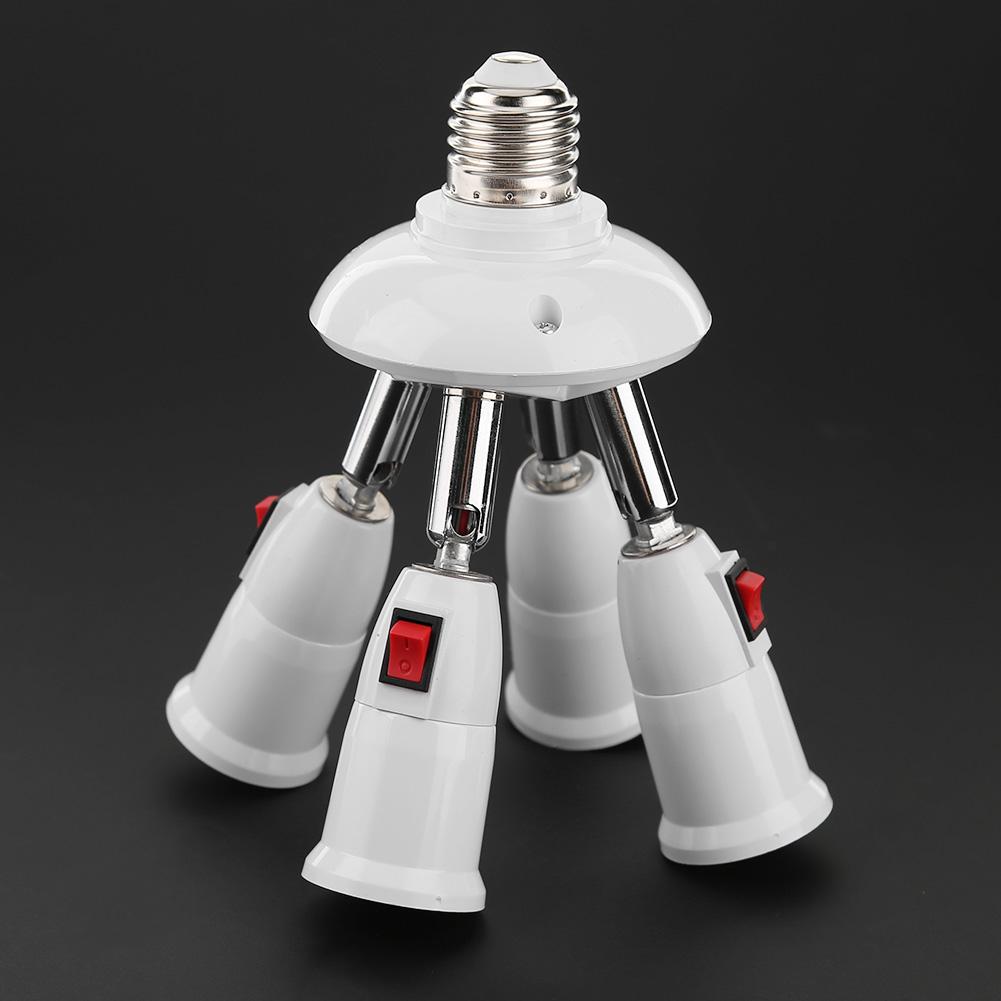 E27 Splitter 3/4 Heads Lamp Base Adjustable LED Light Bulb Holder Adapter Converter Socket Light Bulb Holder: 4