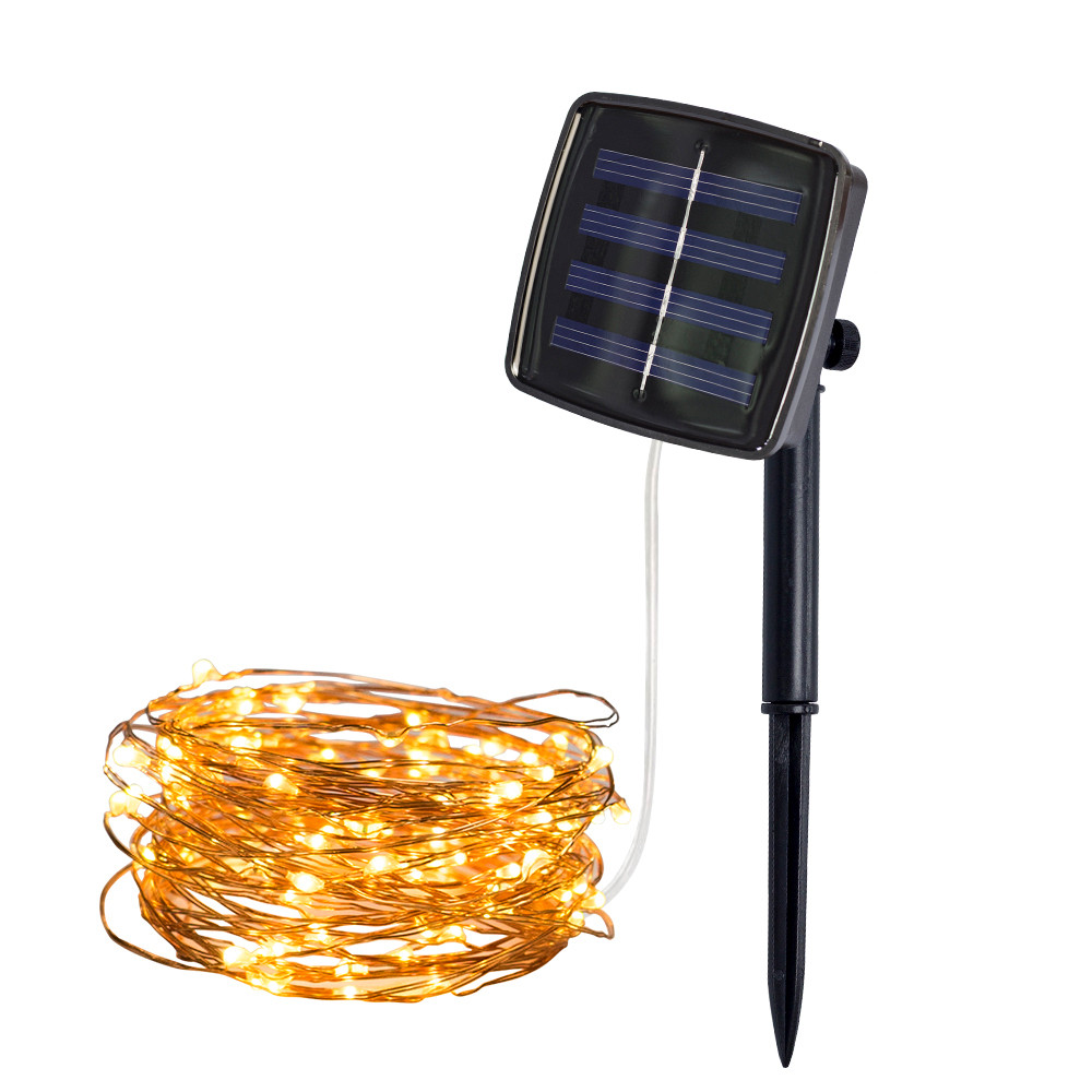 5m 50lights Outdoor Solar Powered Copper Wire Light String Fairy Party Decor: Yellow 