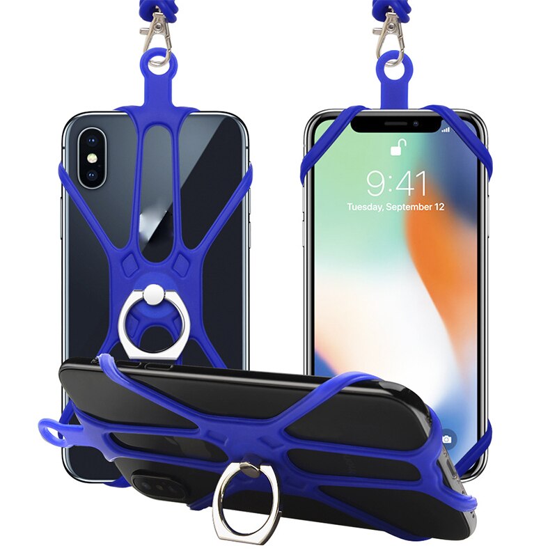 Siliconen Telefoon Lanyard Ring Houder Case Cover Universele Hals Opknoping Touw Sling Mobiele Telefoon Straps Mobiele Telefoon Accessoires