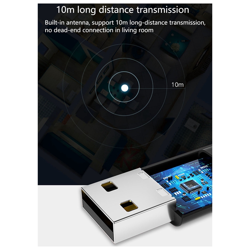 Driver-Free USB Bluetooth 5.3 Audio Transmitter, for Game Console PS4/5, Computer,Compatible with Windows XP/7/8/10
