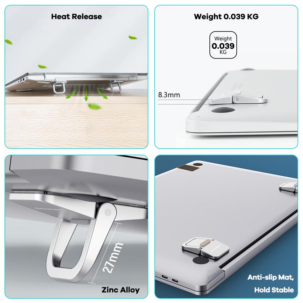 NILLKIN 1 Pair Laptop Stand For MacBook Laptop 11.6-17inch Mini Portable Cooling Pad Non-slip Silicone Bolster Portable Stand