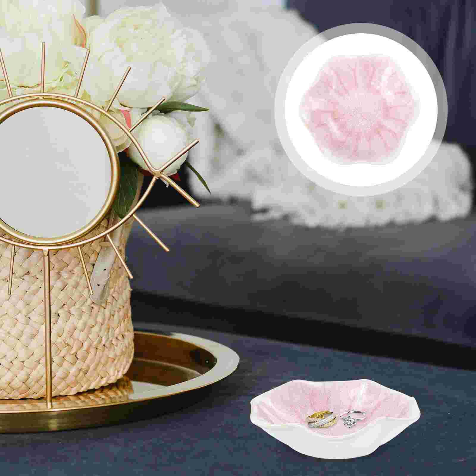 1pc Keramik Lotus Blatt Schmuck Platte Schmuck Gericht Schmuck Organizer Halskette Display Halter