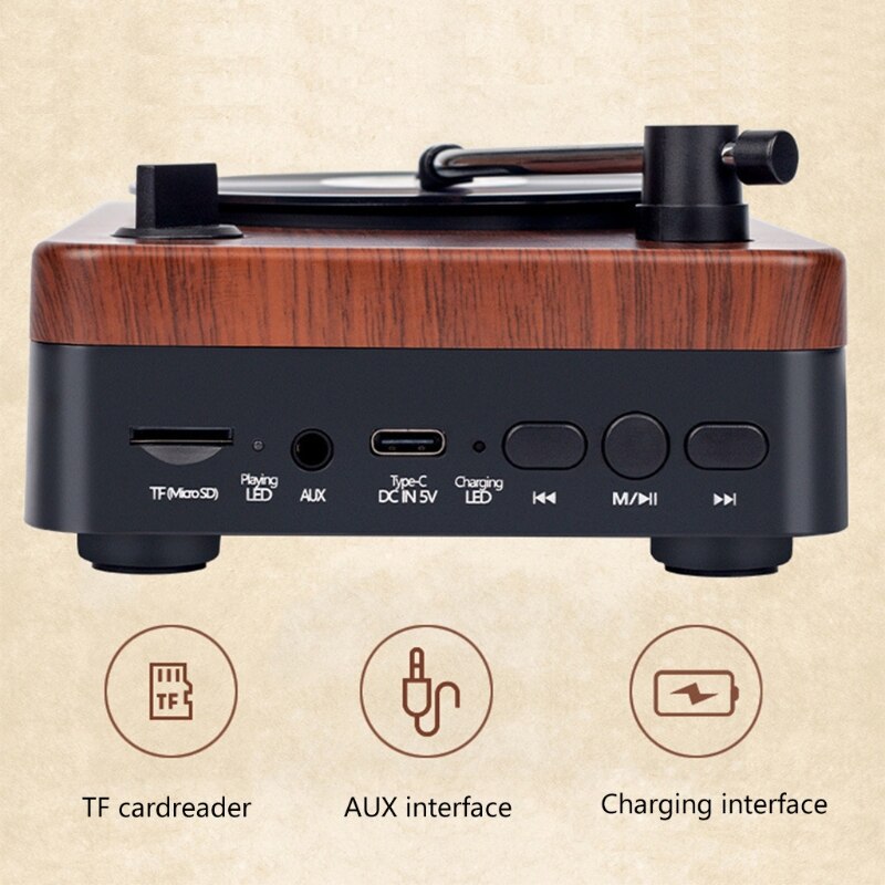 Retro Bluetooth-compatible Speaker Portable Vinyl Record Player Classic Bluetooth-compatible Sound Box Wireless Speaker