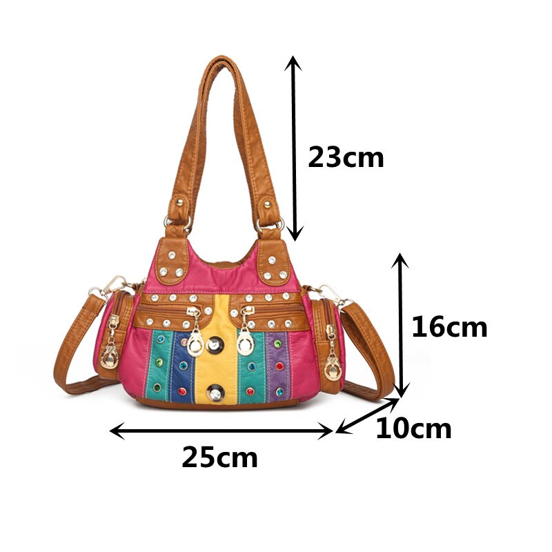 Luxus Weichem Leder Tote Handtaschen für Frauen Retro Umhängetasche Diamant Schulter Tasche Dame Multi-Tasche Crossbody Hobos tasche